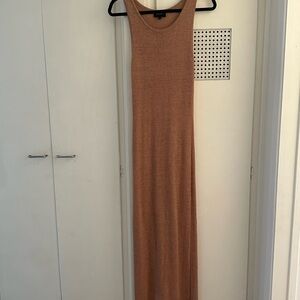 Bardot Sleeveless Ribbed Maxi Dress in Tan
